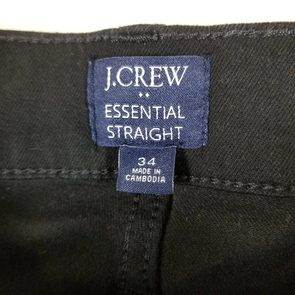 J.Crew‎ Essential Straight Black Jeans Mens 34 Cotton Blend Stretch